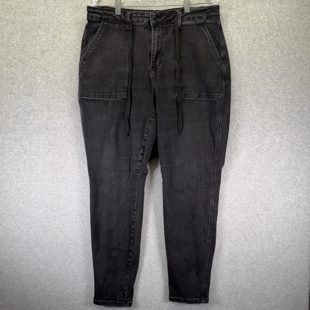 Judy Blue Jogger Jeans Womens 16W High Rise Relaxed Tapered Stretch Black Denim